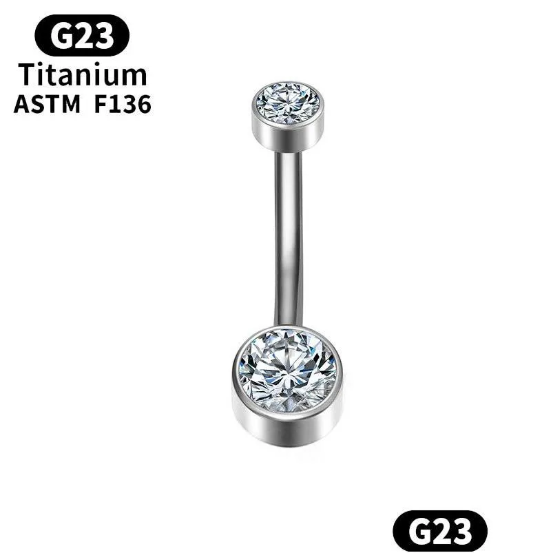 خواتم زر جرس السرة G23 Titanium ثقب الغضروف الفرس اللولب الزركون الحاجز البطن المفصل حلقة y الجسم المجوهرات labret wom