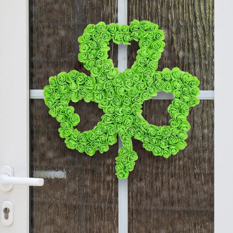 Dekorativa blommor Garland irländsk dag kransfestival pendelldekor ytterdörr blad falska blad st patrick's välkomst prop