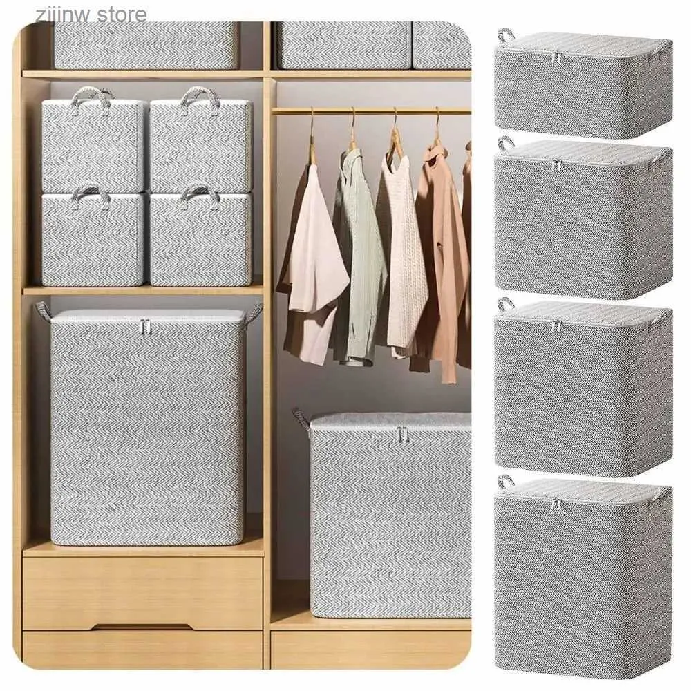 Autre organisation de stockage à domicile Sac de rangement de couette non tissé avec couvercles Fermeture à glissière Vêtements pliables Conteneur de bacs de couette Sac anti-poussière de grande capacité Organiser Y240329