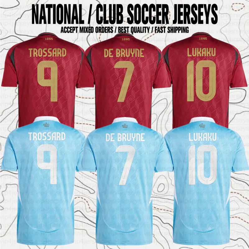 De Bruyne R. Lukaku Trossard Belgique Équipe Nationale Domicile Hommes Femmes Enfants Fans Version Joueur Maillot De Football Maillots De Football