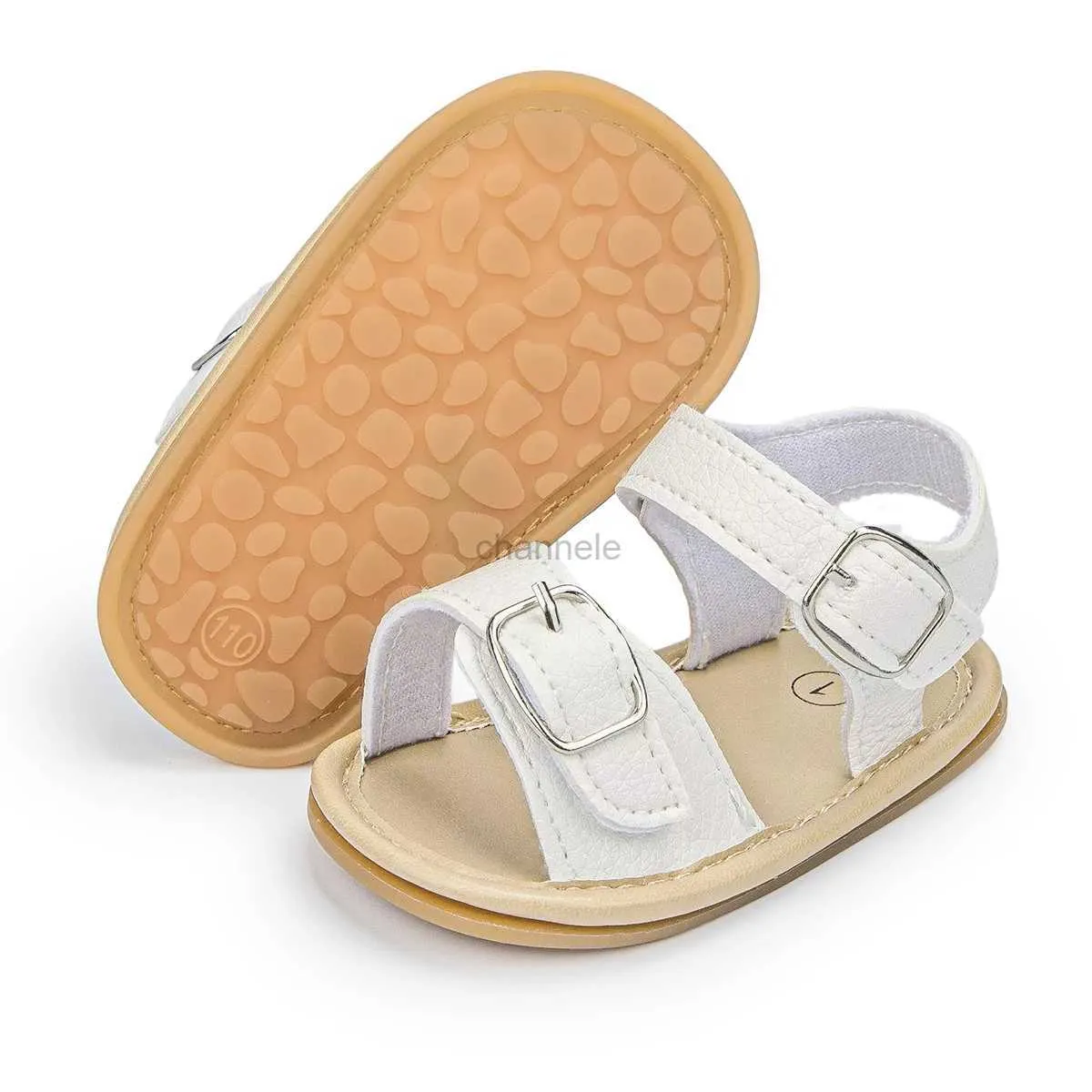 Sandaler 2021 Nya Baby Summer Shoes Spädbarn Non-halk Soft Flat Boys Girls Girls Sandaler Skor Pu Leather Breattable Toddler Shoe 0-18m 240329