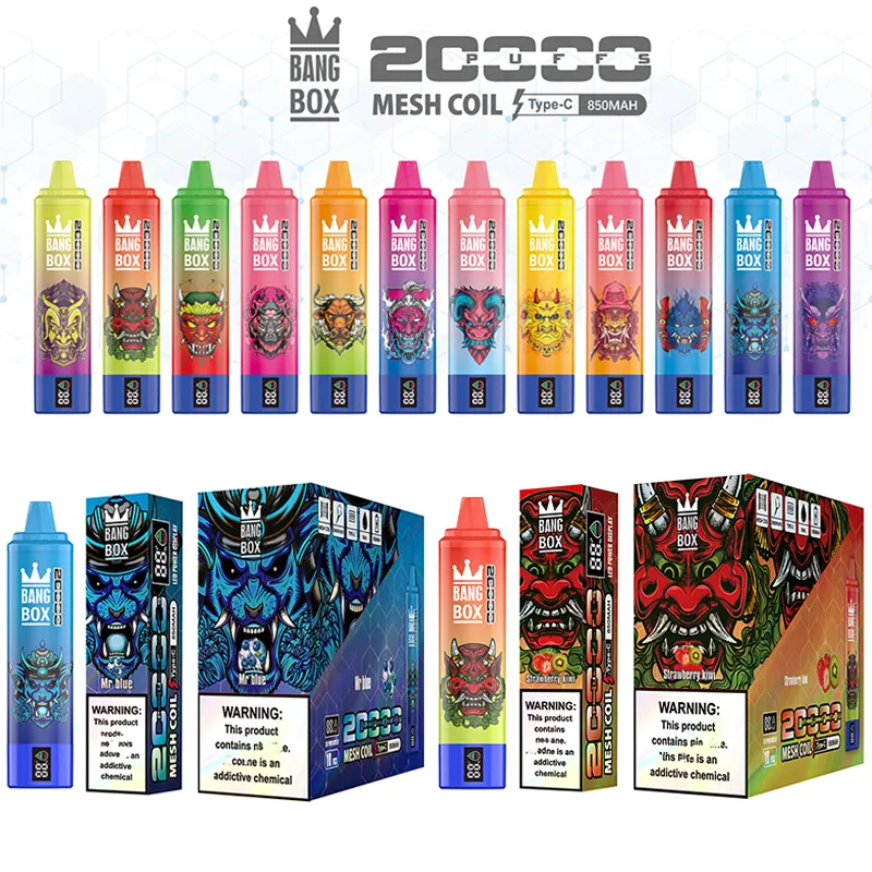 Original Bang Box 20k Disposable E Cigarettes 20000 Puff 25ml Prefilled Pod  Smart Screen Vape Pen Juice 850mAh Rechargeable Battery Mesh Coil Device 12  Flavors Video Review