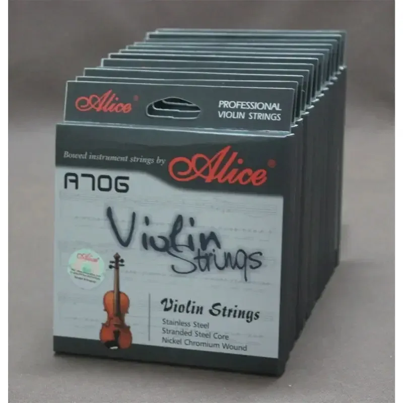 12 conjuntos de cordas de violino Alice A706 com núcleo de aço trançado em aço inoxidável níquel cromo enrolado tamanho 4/4