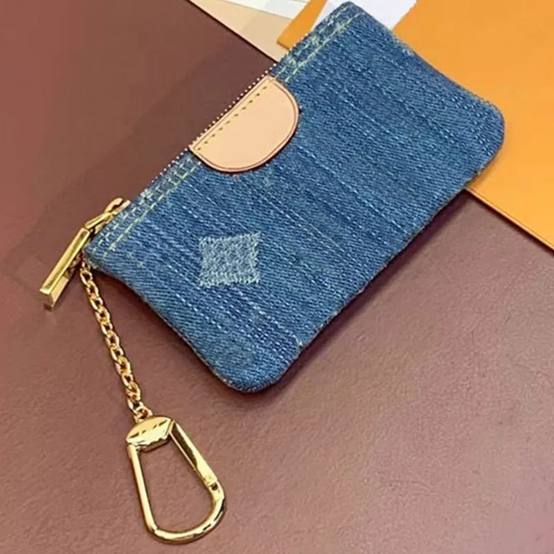 Designer Portemonnee Blauwe Denim Tas Sleutel Portemonnee Rits Portemonnee Lange Korte Portefeuilles Clutch Bag Oude Bloem Letter Luxe Tas Reisportemonnee Kaarthouder Portemonnee Originele Doos