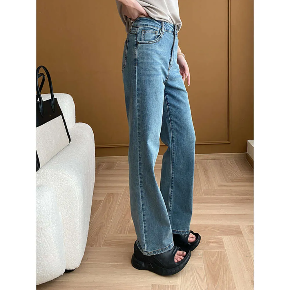 Jeans pour blogueurs d'Europe du Nord et du Sud, version étroite, longueur de jambe, taille haute, jambe droite, début du printemps, nouveau SN5167, 2024