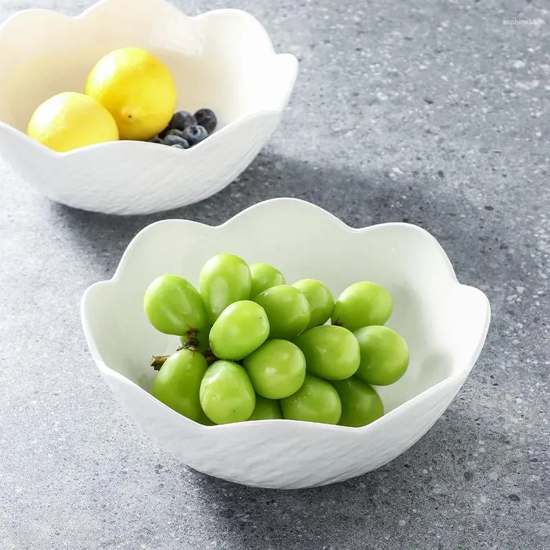 Set da tè Vassoio di frutta Home 2024 Ciotola in ceramica Luce di lusso in bianco puro Atmosfera Tavolino da salotto Snack