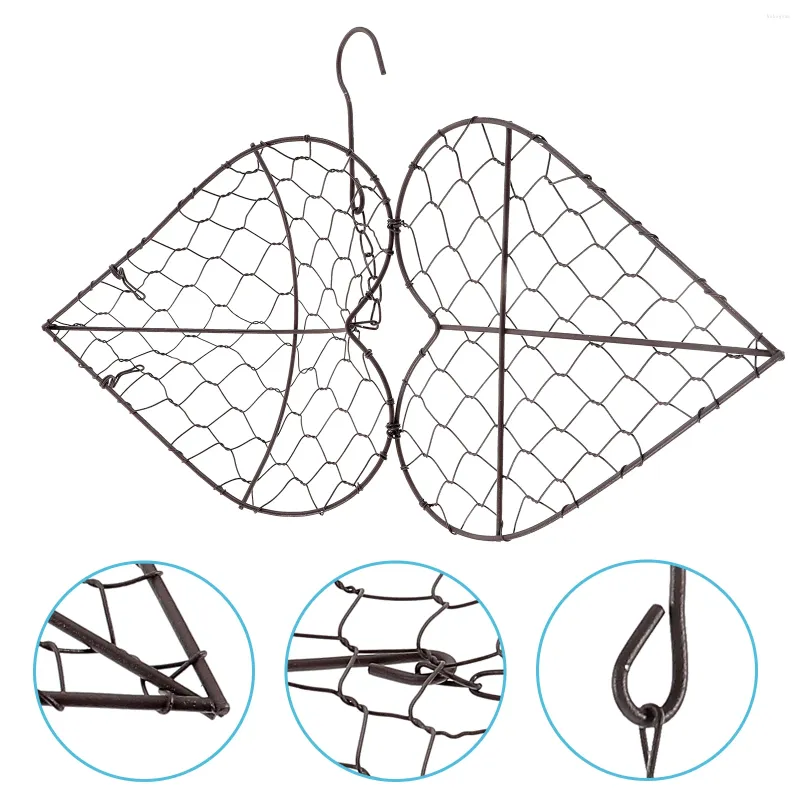 Dekorative Blumen Sukkulenten Topf Herzform Eisendraht Kranz Erdbeere Dekor Dekorieren Hängekorb Metallrahmen Töpfe für Pflanzen