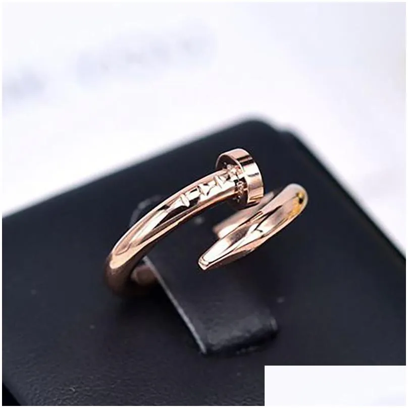 Band Rings Selling Plain Sier Gold Adjustable Ring Men Womens Glod Filled Fashion Nail Jewelry Wholesale Drop Delivery Dhktt