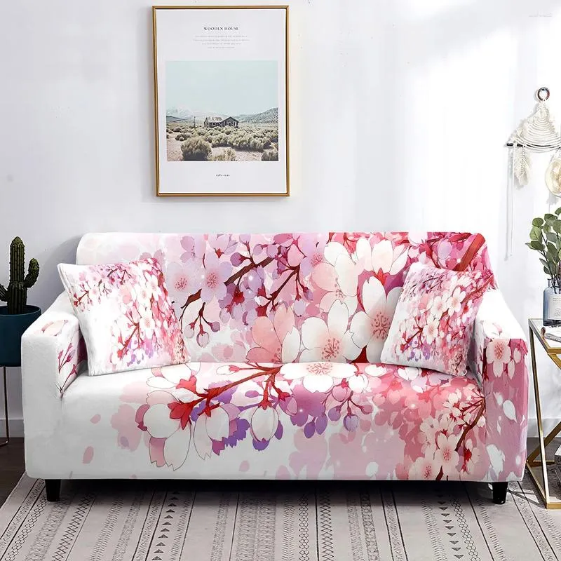 Cadeira cobre flor de ameixa capa de sofá flor rosa floral slipcover sofá para sala de estar lavável móveis protetor decoração 1/2/3/4 assento