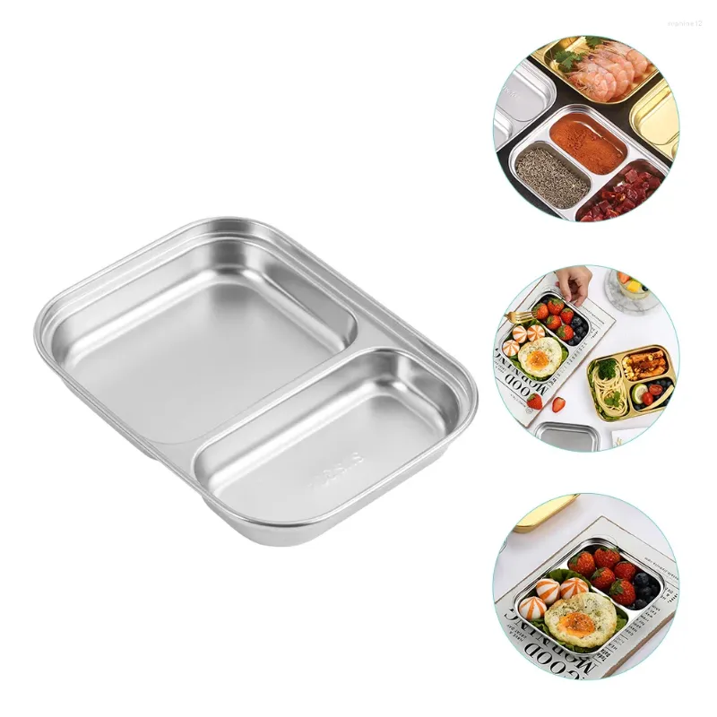 Conjuntos de utensílios de jantar compartimento lanche de bandeja de mesa de mesa de mesa dividida 304 aço inoxidável