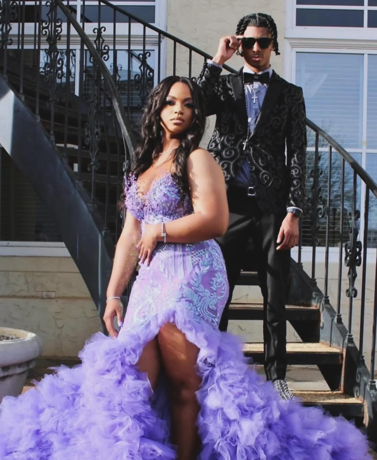 Lavender Mermaid Evening Dress with Beaded Sequins and Tulle Puffy Skirt  for Black Women, Sheer Neck and Front Split Prom Dress from Dhgate Evening  Dresses - price 238.49