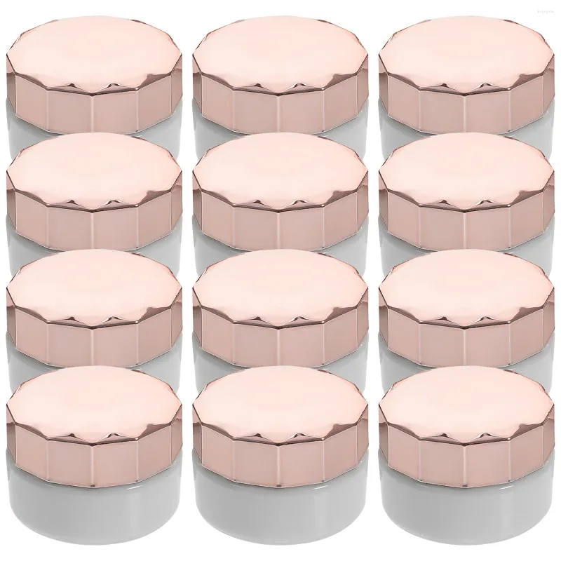 Bouteilles de stockage 12 pcs boîte de crème maquillage rechargeable conteneurs vides hydratant lotion pour le visage pots en plastique gommage corporel avec couvercle petit