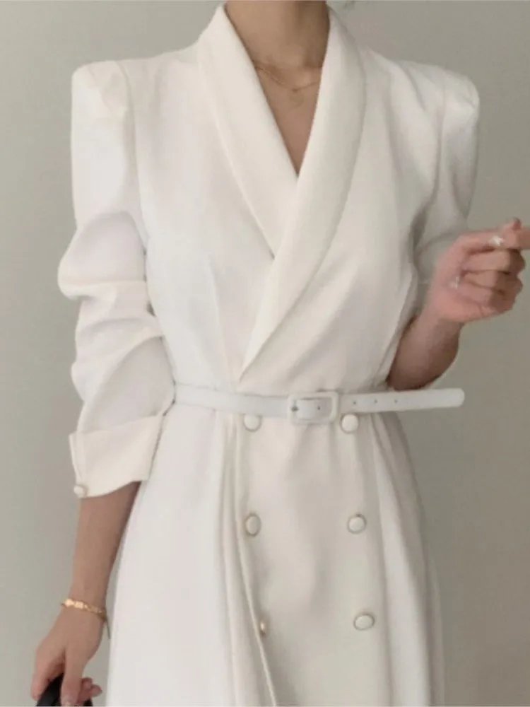 Women Autumn Double Breasted Elegant White Dress Mid-Calf Sleeve Casual  Office A-Line Black Vestidos from Dhgate Urban Sexy Dresses - price 1112.34