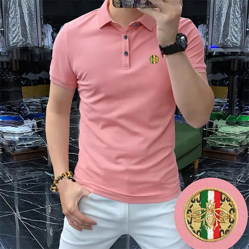 Mode 2024 Designer Polo Shirts Männer Luxus Polos Casual Herren T Shirt Biene Brief Drucken Stickerei Mode High Street Mann t-stück Größe M-4XL