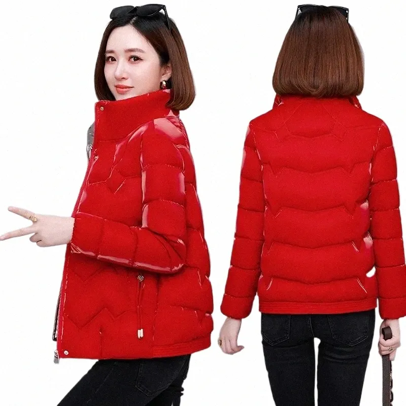 high-end Glossy Women Jacket New Winter Parkas Female Down Cott Jackets Stand Collar Casual Warm Short Coat Outwear Ladies n9rS#