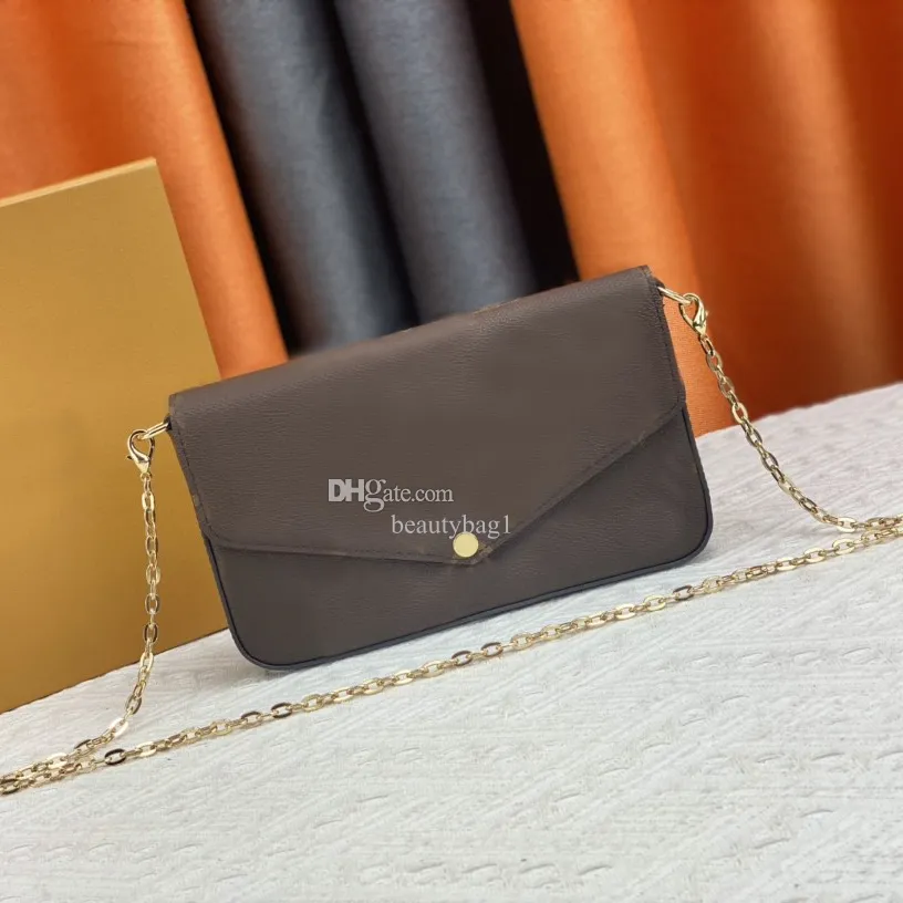 Luksusowa torebka designerska 21 cm torebka damska z dwoma odpinanymi woreczkami Złoty łańcuch kabriolet do torebki z jednym ramionami