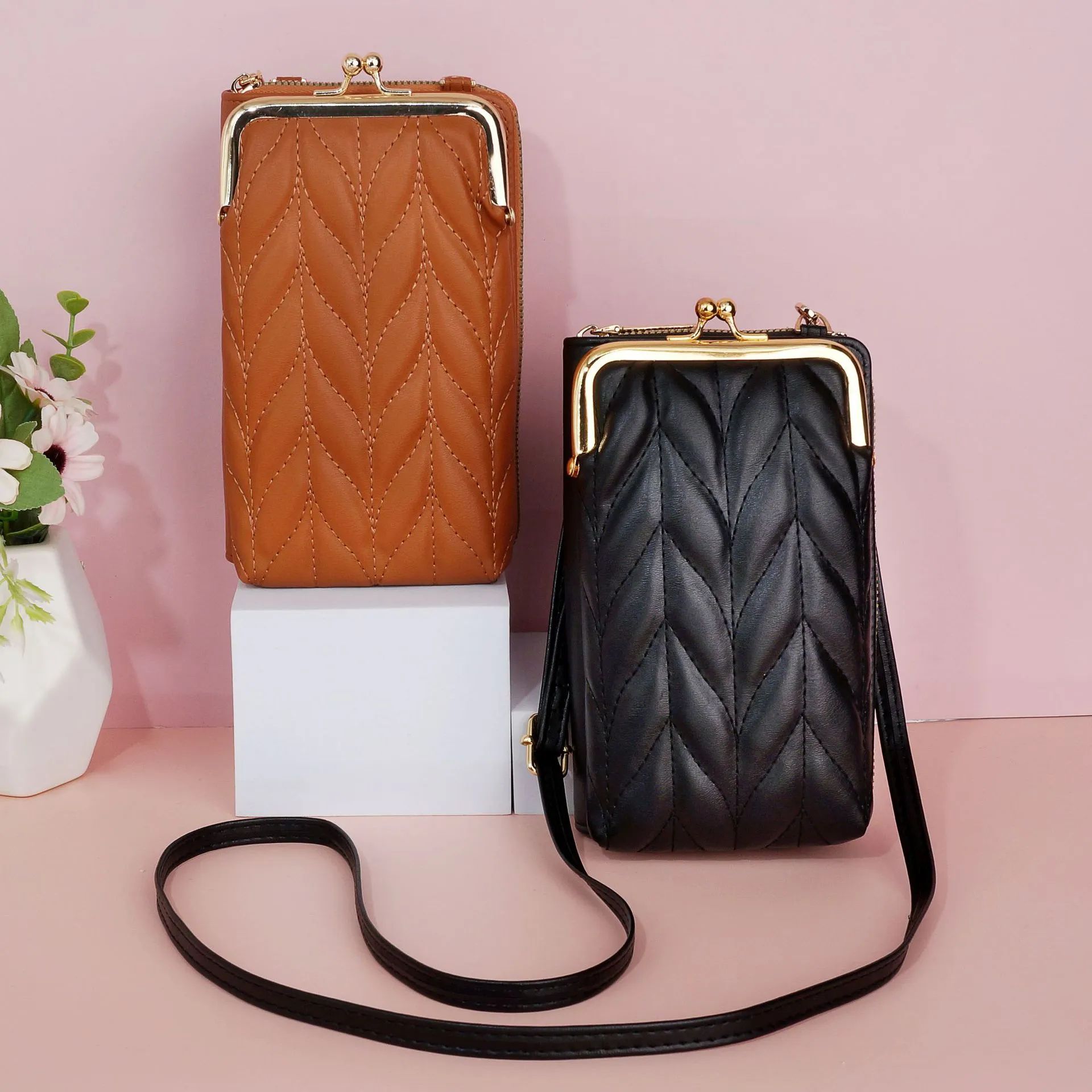 HBP Mobile phone bag 2023 new mobile bag Korean version of the rhombus women's bag minimalist and versatile wallet vertical, shoulder oblique cross -miniature bags