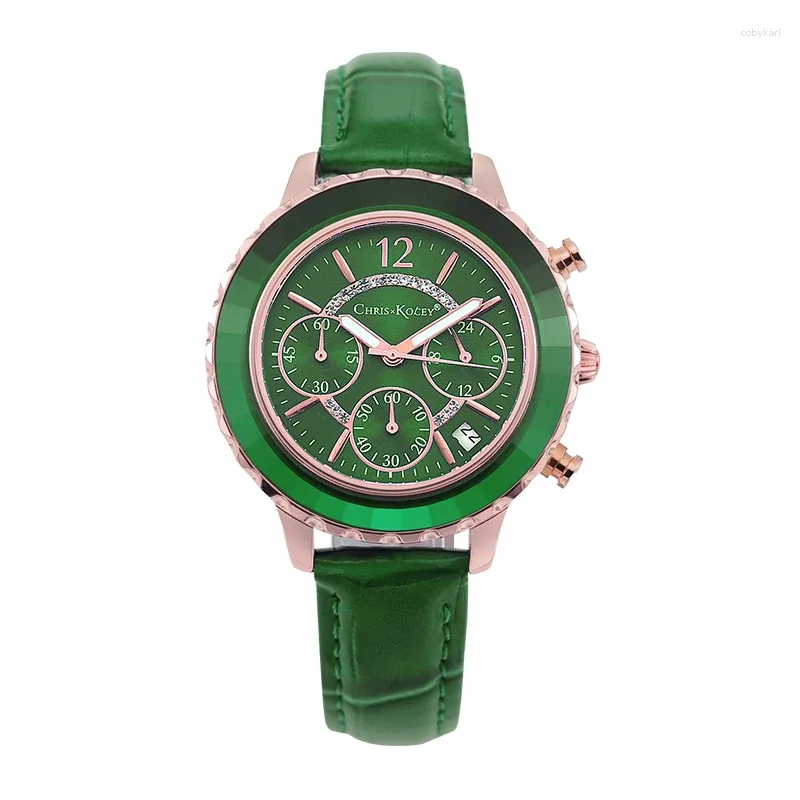 Montres-bracelets 2024 Hommes Femmes Vert Automatique Montre Mécanique Saphir Verre Miroir Cuir Dames