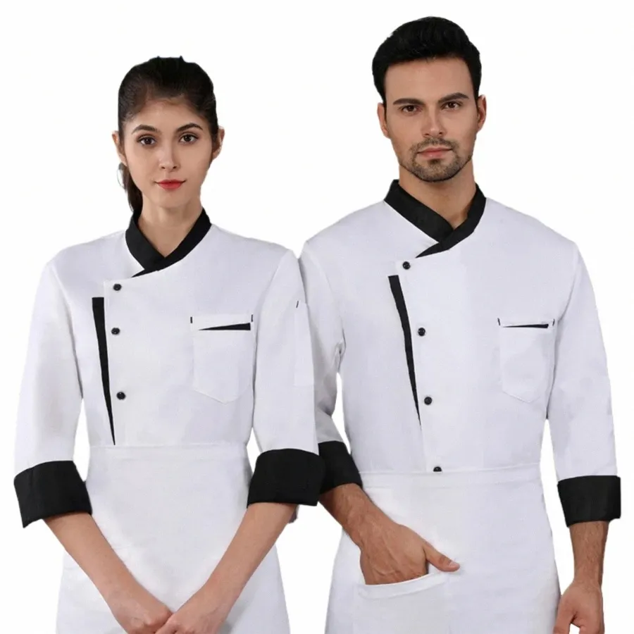 Camisa do chef do restaurante, jaqueta de cozinha do hotel, homens, mulheres, uniforme de cozinheiro, padaria, café, garçom, roupas de trabalho x6it #