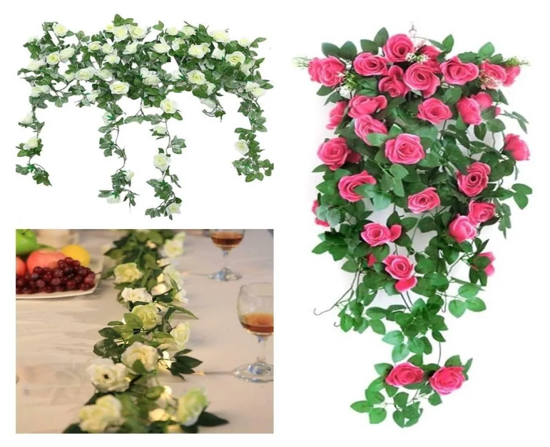 Artificielle Rose Fleur Vignes Décorations De Mariage Soie Rose Glycine Fleur Rotin Maison Jardin DIY Guirlande Table De Fête Pièce Maîtresse 2167174