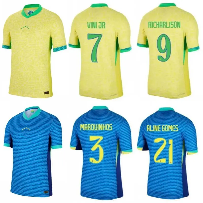 2024 Camiseta de Futbol Brezil Futbol Formaları Richarlison Marquinhos L.Paqueta Futbol Gömlek Gençlik G.Jesus Marcelo Raphinha Firmino Brasil Vini Jr Rodrygo Kids Kit