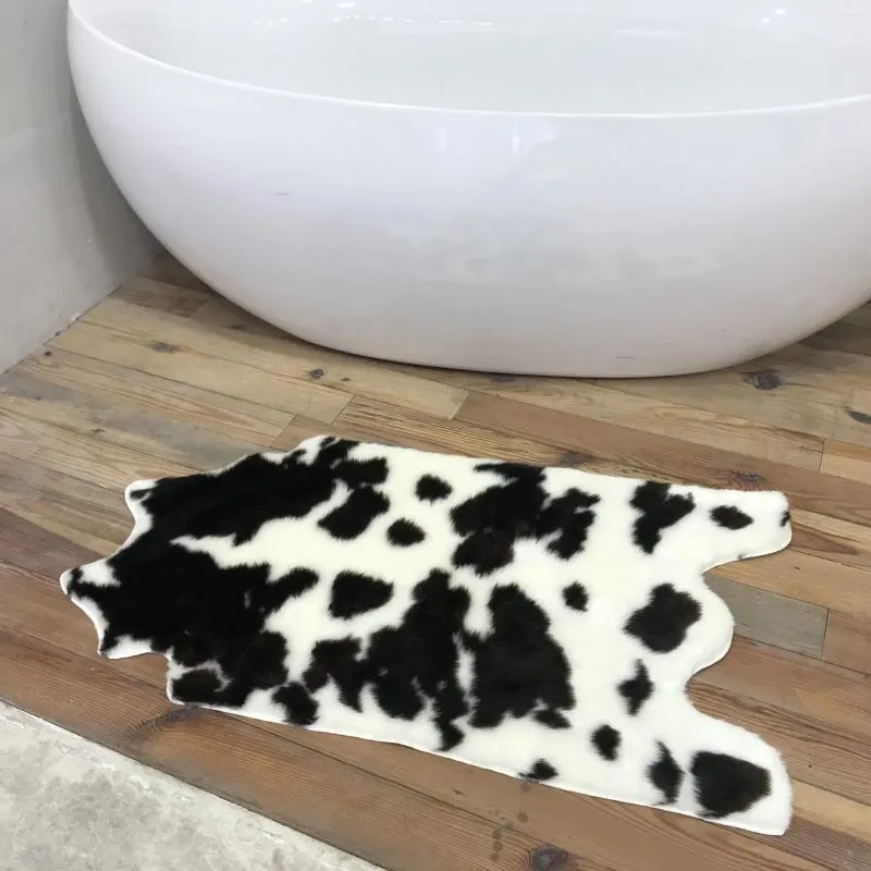 Tapetes imitados pele vaca área tapete e tapete para sala de estar janela almofada quarto café da manhã padrão animal 105x60cm