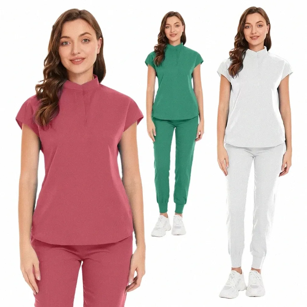 Högkvalitativa medicinska uniformer Kvinnor Scrubs Set Nursing Accory Hospital Beauty Sal Spa Work Clothes Suft Surgiska klänningar P7CE#