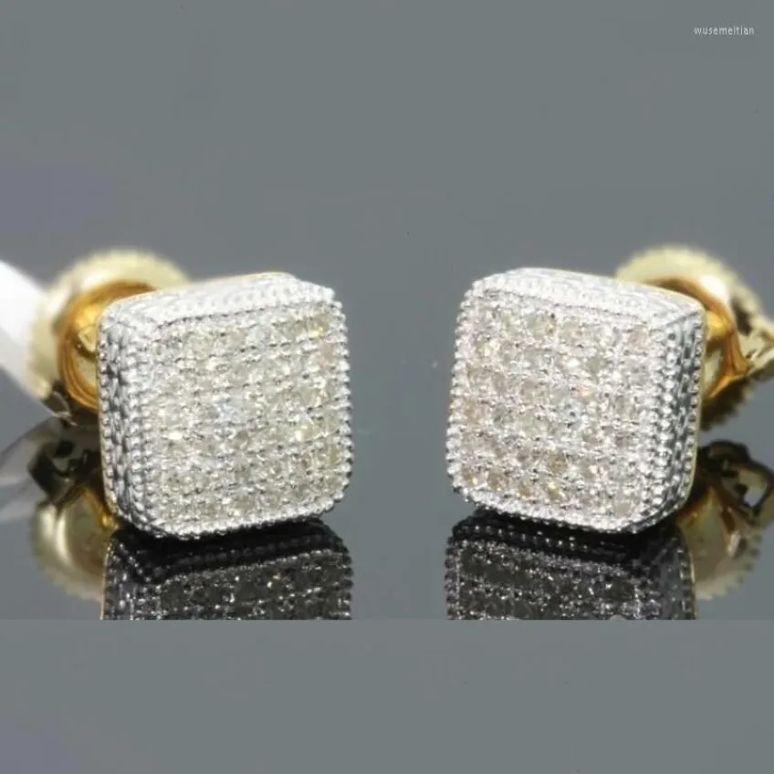 Stud Oorbellen Goud Kleur Iced Out Vierkante Bling Oorbel Mannen Hip Hop Luxe Strass Geometrie Voor Vrouwen Sieraden Z3M1302862