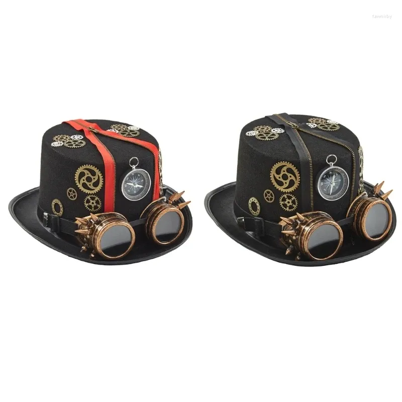 Berets steampunk kapelusz z gogles Halloween TOP Time