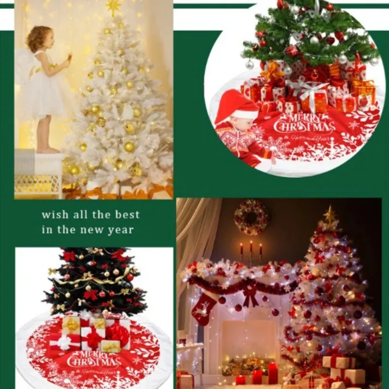 대형 크리스마스 앞치마 나무 치마베이스 바닥 매트 커버 크리스마스 파티 홈 장식 플러시 상점 사무실 슈퍼마켓 90/122cm