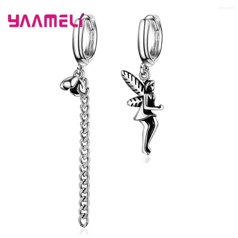 Dangle Oorbellen S925 Sterling Zilver Voor Vrouwen Asymmetrische Lange Ketting Bloemen Cartoon Hanger Meisjes Oor Sieraden