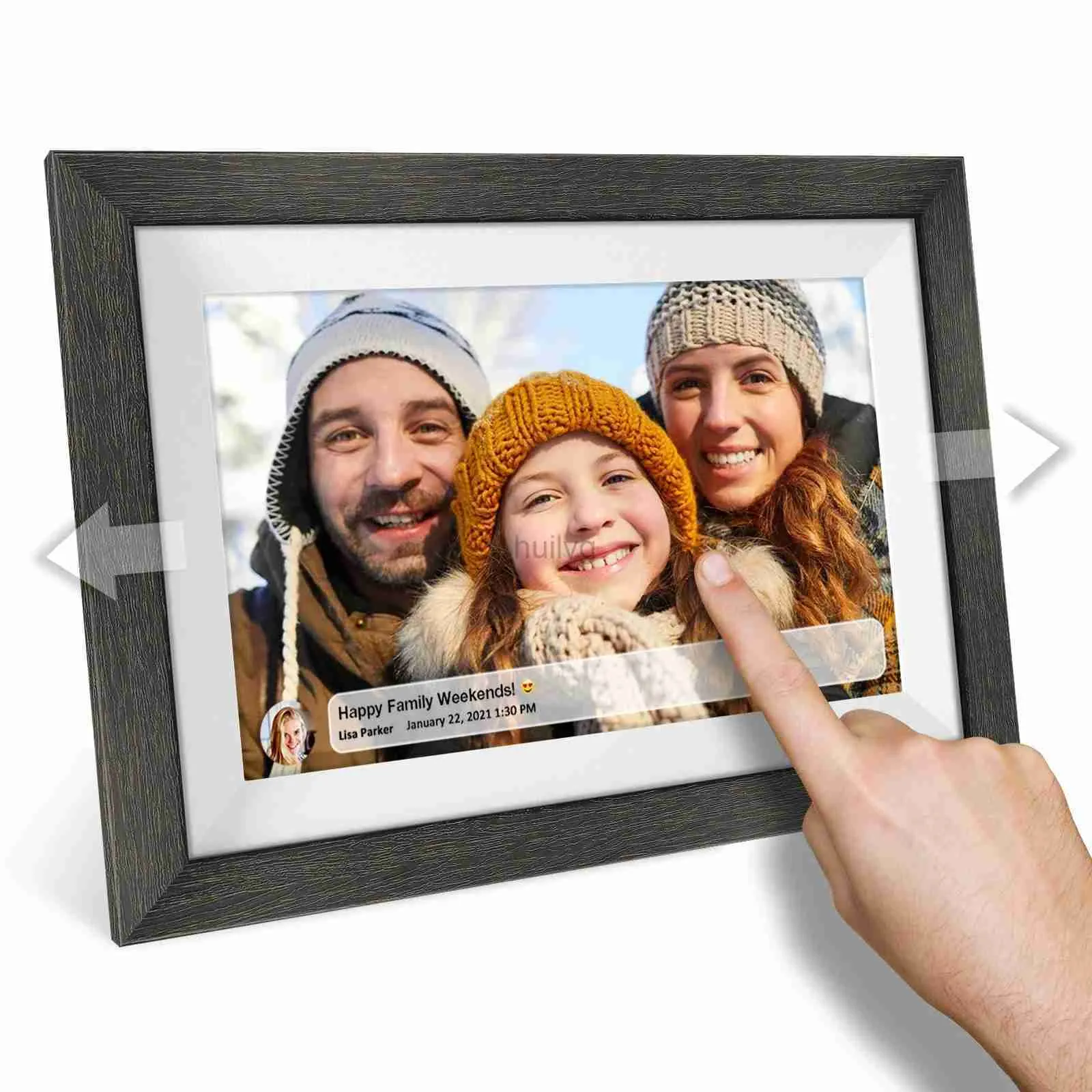 Digitale fotolijsten 32 GB Frameo 10,1 inch slimme digitale foto videolijst Hout WiFi IPS HD 1080P Elektronische digitale fotolijst Touchscreen muziek 24329