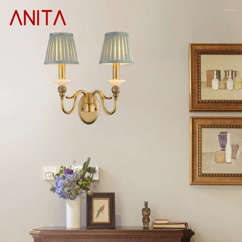 Wall Lamp ANITA American Brass Indoor Living Room Bedroom Bedside Retro El Corridor Hallway