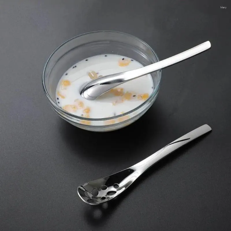 Cuillères à dessert en acier inoxydable, filtre à long manche, cuillère à soupe minimaliste, passoire en argent pour crème glacée