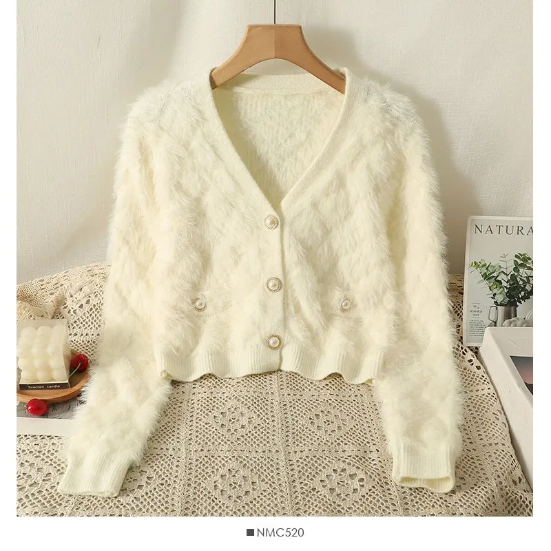 the virgins ♡ hand made mohair cardigan Kid Mohair Cardigan With Silk Of-white Color Cardigan With