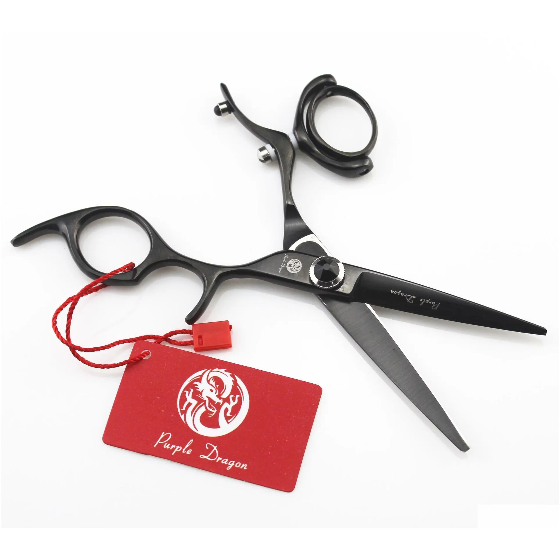 603 55039039 Brand Purple Dragon TOP GRADE Hairdressing Scissors JP 440C 360 Degree Rotation Barbers Cutting Scissors Hair3120720