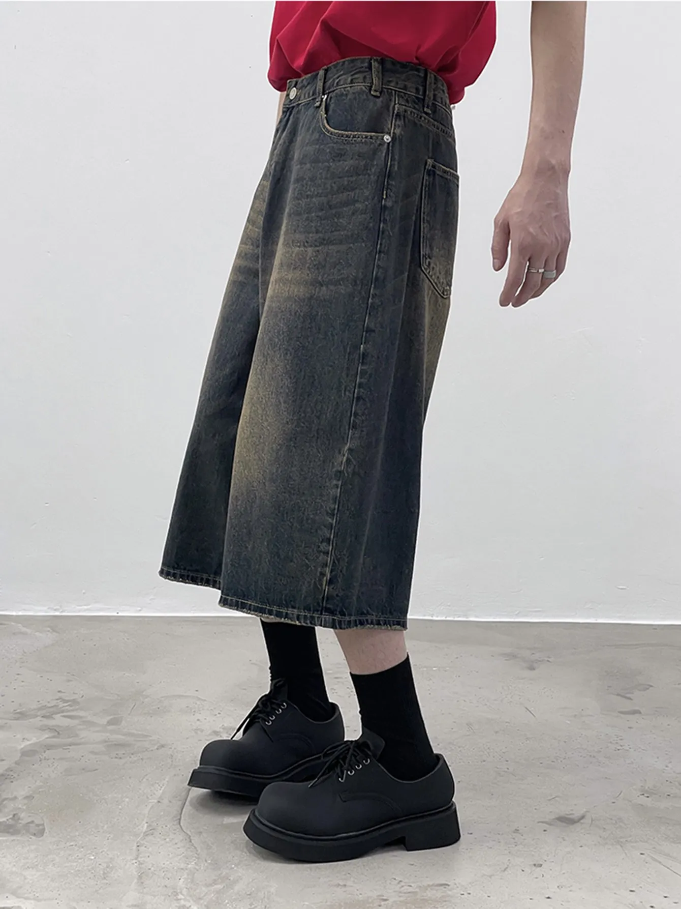 DHgate.com:Brushed Vintage Denim Short Pants: Baggy Cropped