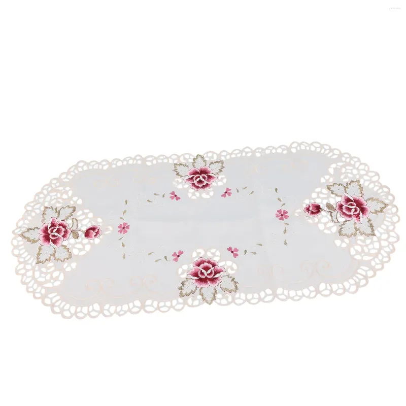 Table Mats Durable Practical Tablecloth Small Cover Lace Oval Reusable Satin Fabric Runners Washable White