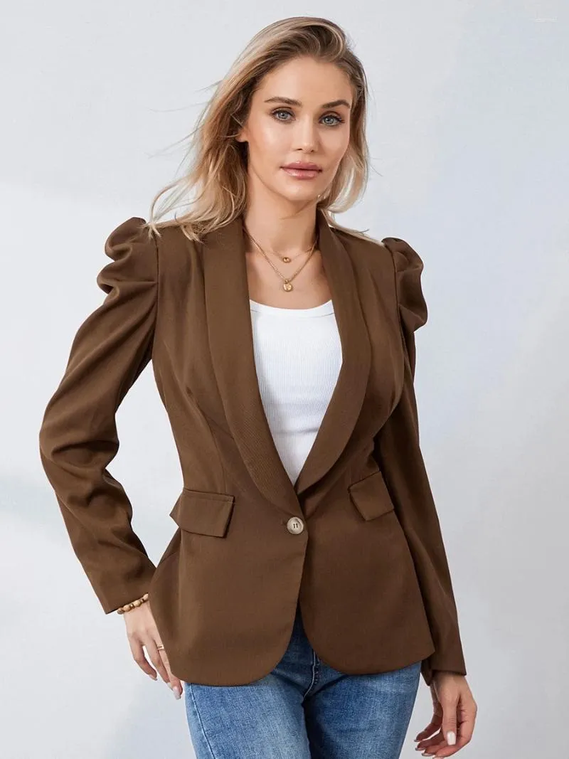 Vestes Femmes CHQCDarlys Femmes À Manches Longues Casual Blazer Ouvert Avant Un Bouton Travail Bureau Veste Printemps Automne Manteau Vêtements D'extérieur