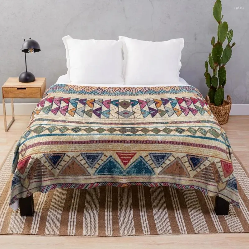 Coperte Coperta da tiro stile tappeto Boho orientale marocchino per divano decorativo Tessuto di flanella polare Manga