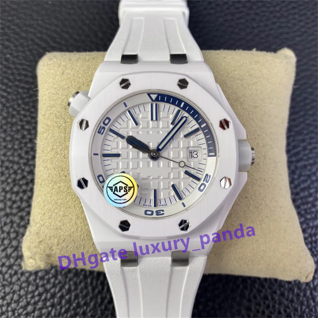 42MM Super Edition Montre en céramique blanche 15707 Montres mécaniques automatiques pour hommes CAL.3120 Mouvement en acier inoxydable Bracelet en argent Montres-bracelets étanches