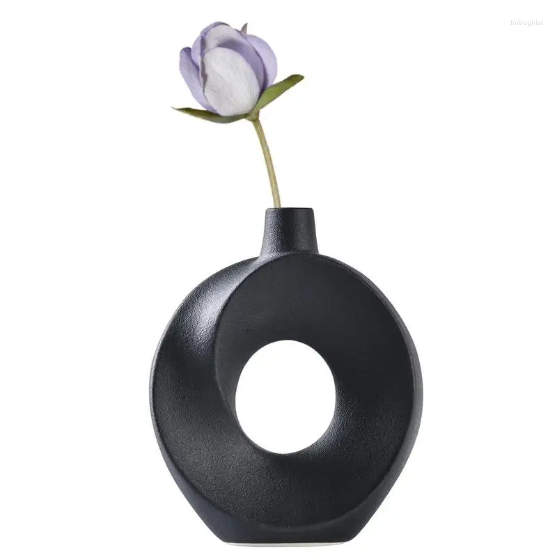 Vasen Nordic Stil Keramik Donut Vase Elegante Blumenbehälter Moderne Boho Minimalistischen Desktop Dekoration Zubehör