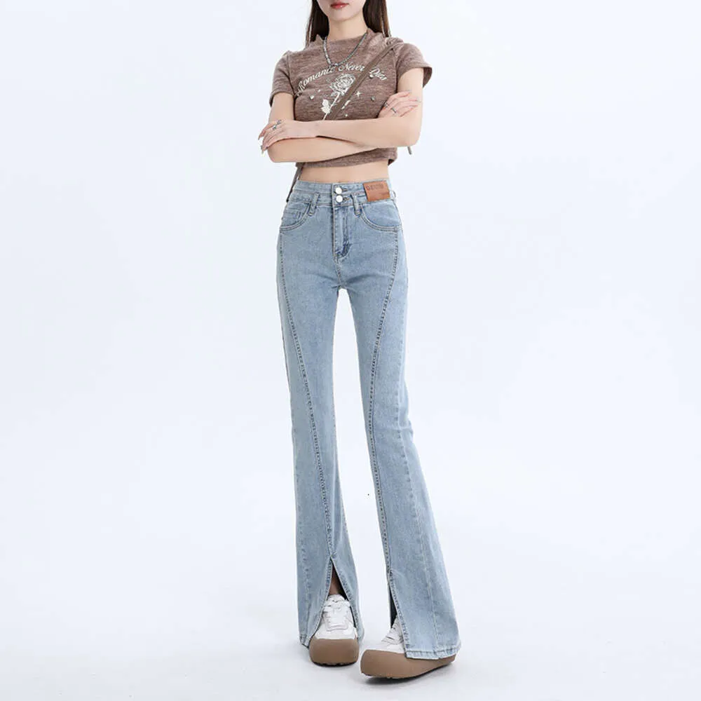 Jean Micro Flare fendu pour femmes, pantalon Slim taille haute élastique, tendance, nouvelle collection printemps/été 2024