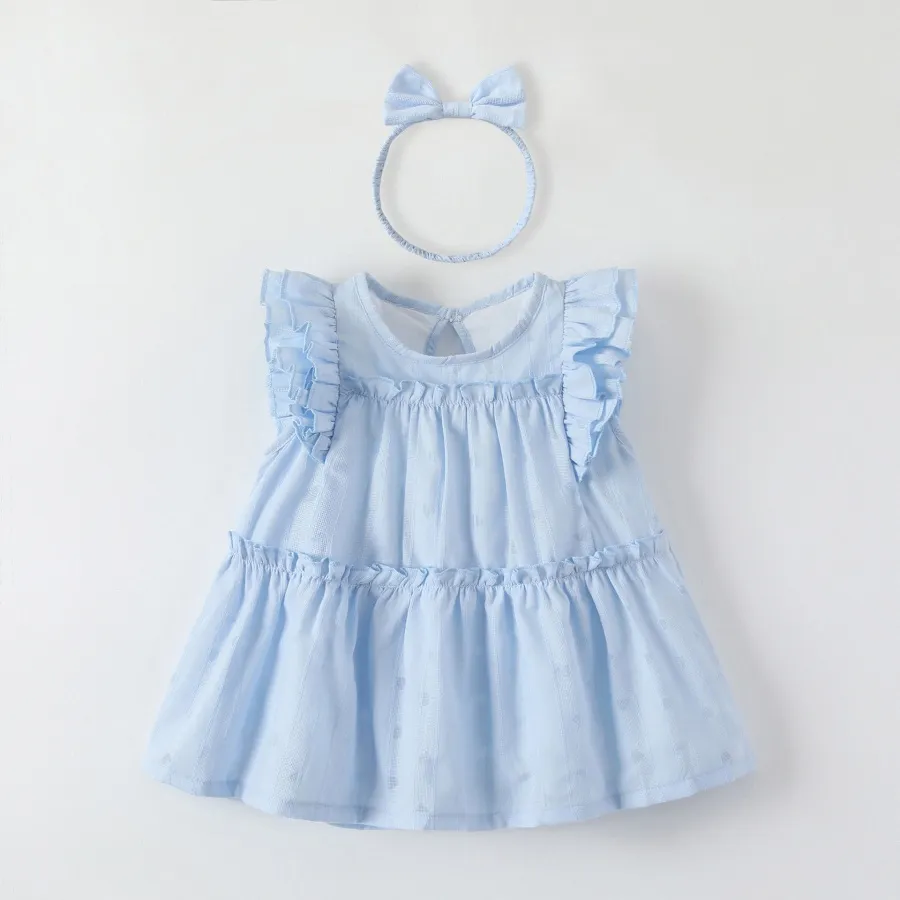 barn baby flickor klänning sommarblå kläder småbarn kläder baby barnflickor lila rosa sommarklänning v0lv#