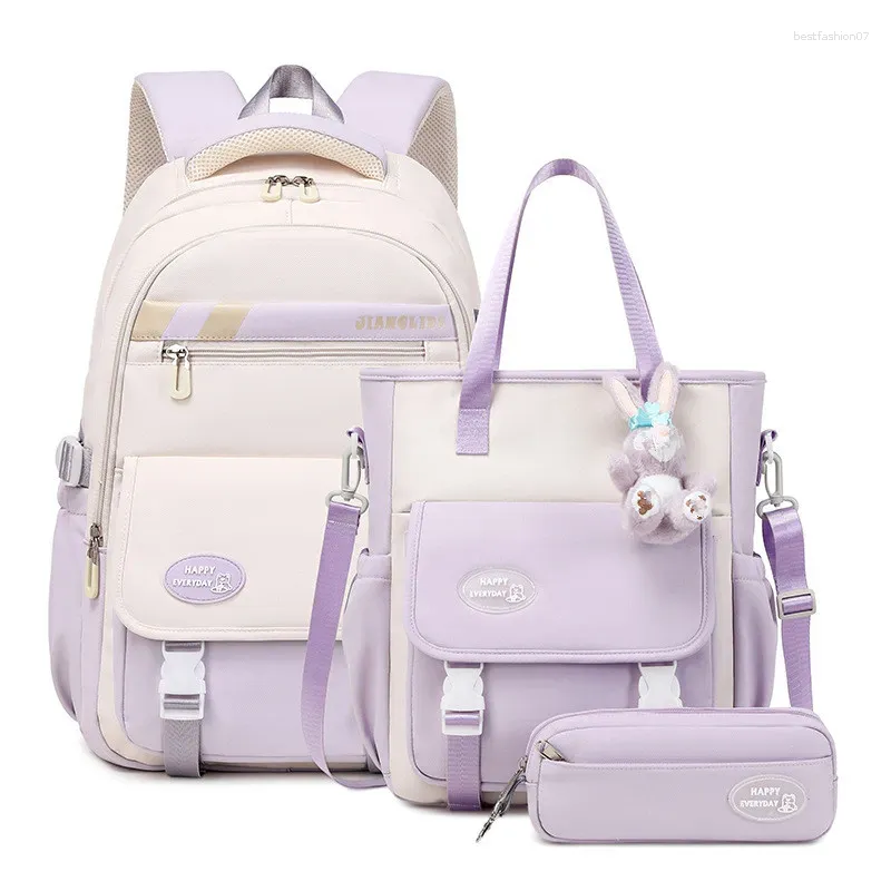 Sacos de escola bonito estudante mochila 3 pçs/set primária mochila harajuku kawaii meninas adolescentes bolsa grande capacidade