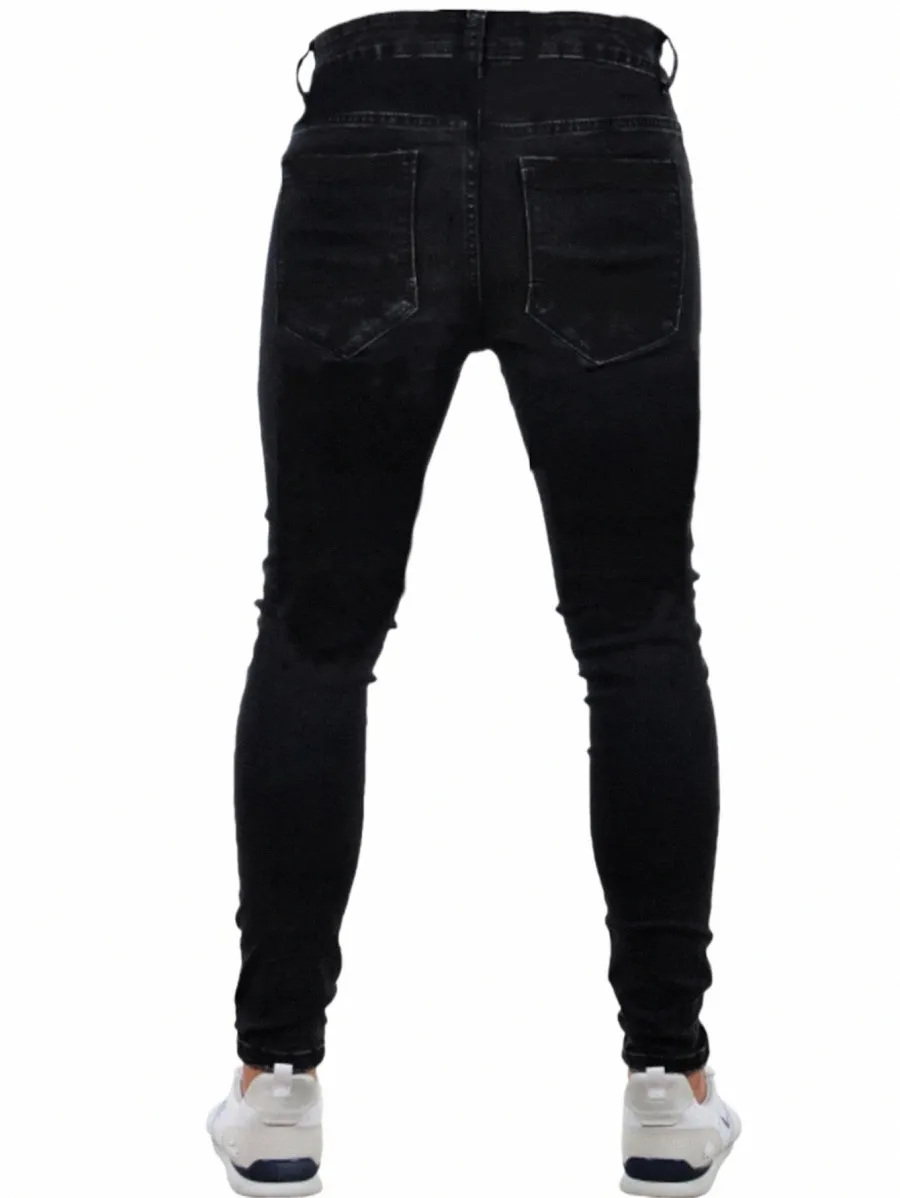 Весенне-осенние новые Fi повседневные узкие джинсовые брюки-карандаш с боковой полоской высокого качества в стиле хип-хоп, черные эластичные джинсы скинни L79X #
