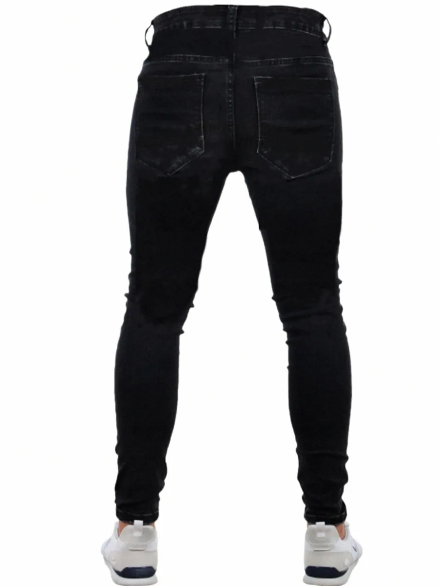 Frühling Herbst Neue Fi Casual Seite Streifen Nähen Dünne Bleistift Denim Hosen Hohe Qualität Hip Hop Schwarz Stretch Dünne Jeans L79X #