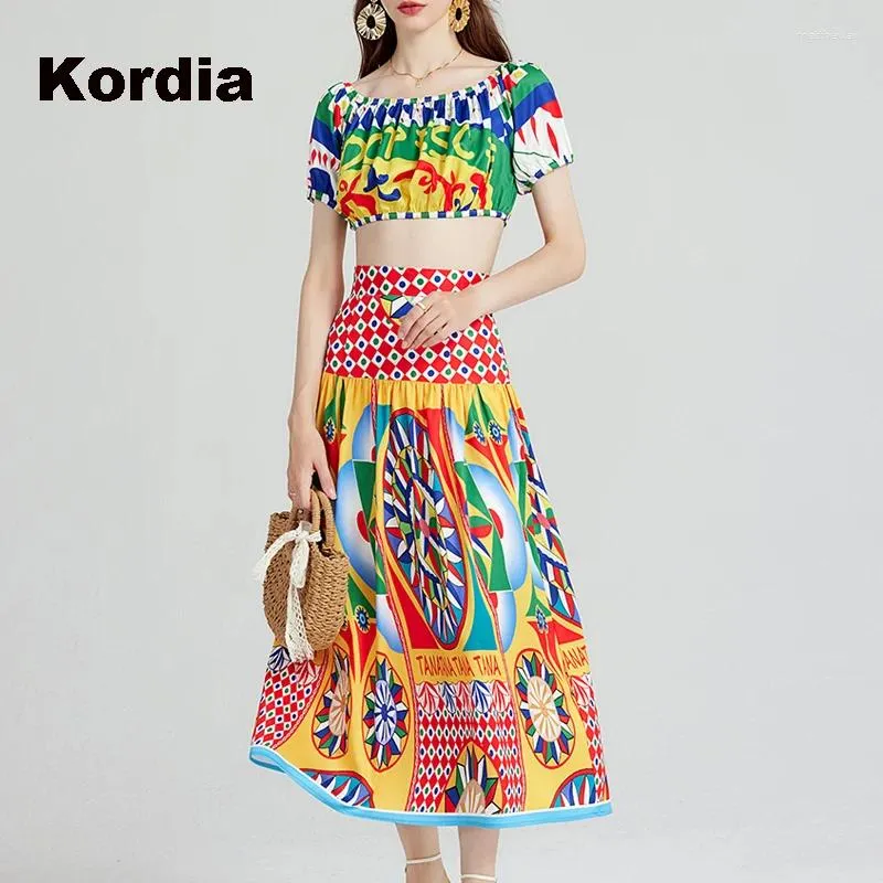 Work Dresses Spring Summer 2024 Two Pieces Floral Printed Crop Top And Maxi Long Skirt Casual Vacation Beach Boho Outfits