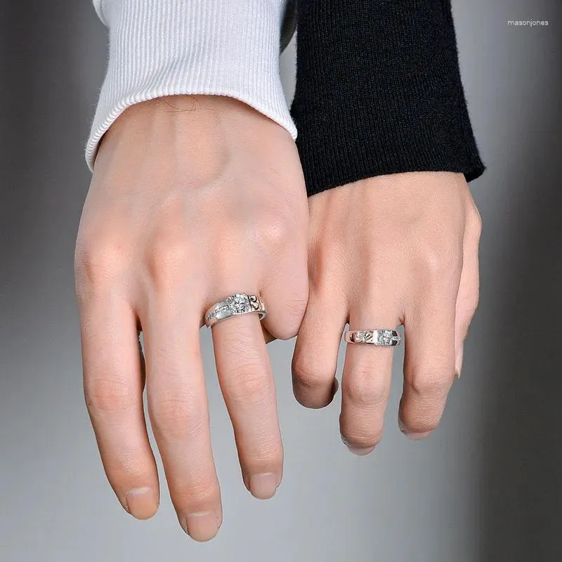 Cluster-Ringe S925 Sterling Silber Paar Ring für Männer und Frauen 5201314 Paar Moissanit One Color Separation Gold Rose Platin