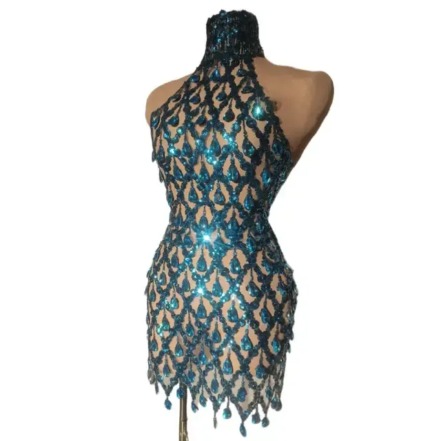 blue rhinestone dress short Tight Mini Homecoming Dress with Rhinestones -PromGirl Red / XLarge main image 0